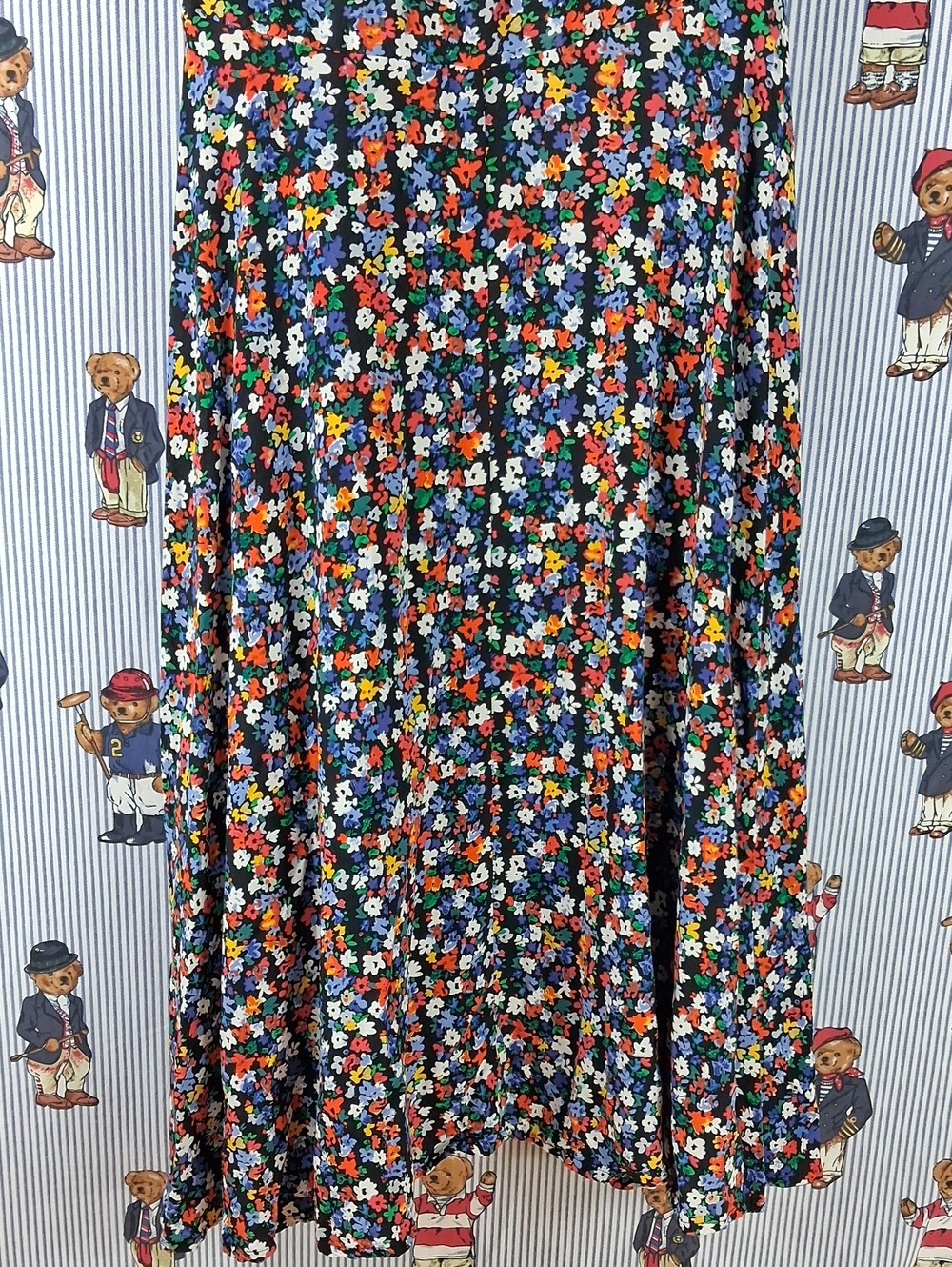 Women's Gap Soft Fit & Flare Midi Multicolor Floral Spaghetti Strap Summer Dress - Picture 3 of 9